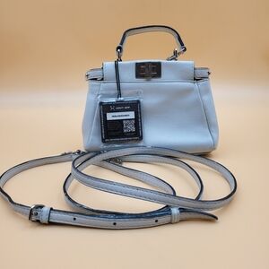 FENDI Nappa Mini Peekaboo Iconic Satchel Light Gray..Authentic w/COA...